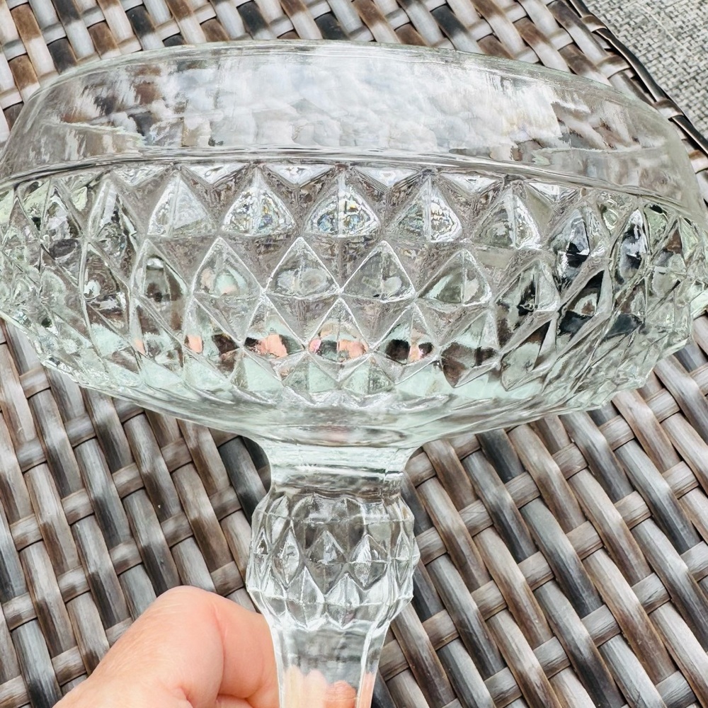 Indiana Glass VINTAGE Diamond Point Pedestal Clear Compote Serving Dish - Picture 4 of 14
